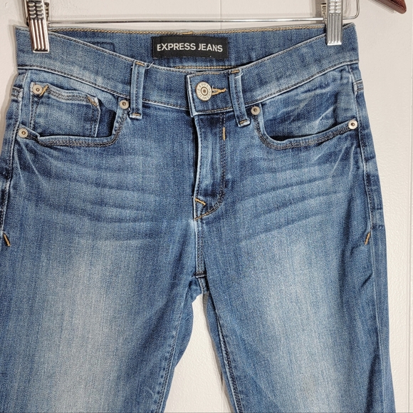 Express Mia Midrise Legging Low Rise Stretch Skinny Jeans Size 0 Short - Picture 4 of 5